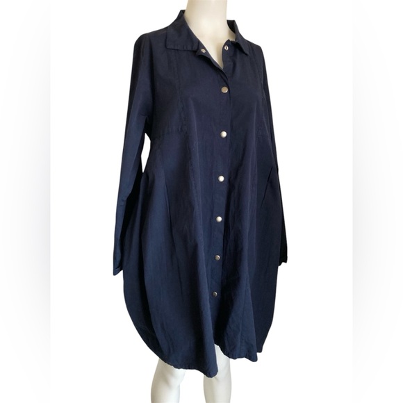 Eleven Stitch Design Navy Snap Front Bubble Jacket with Pockets Sz L - Picture 2 of 7